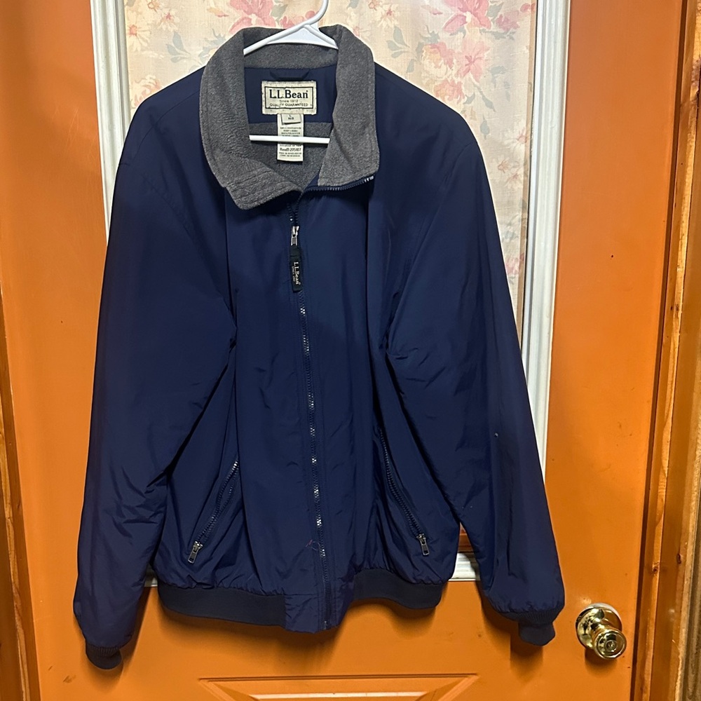 L.L. Bean Dark Blue Jacket with Light Gray Collar